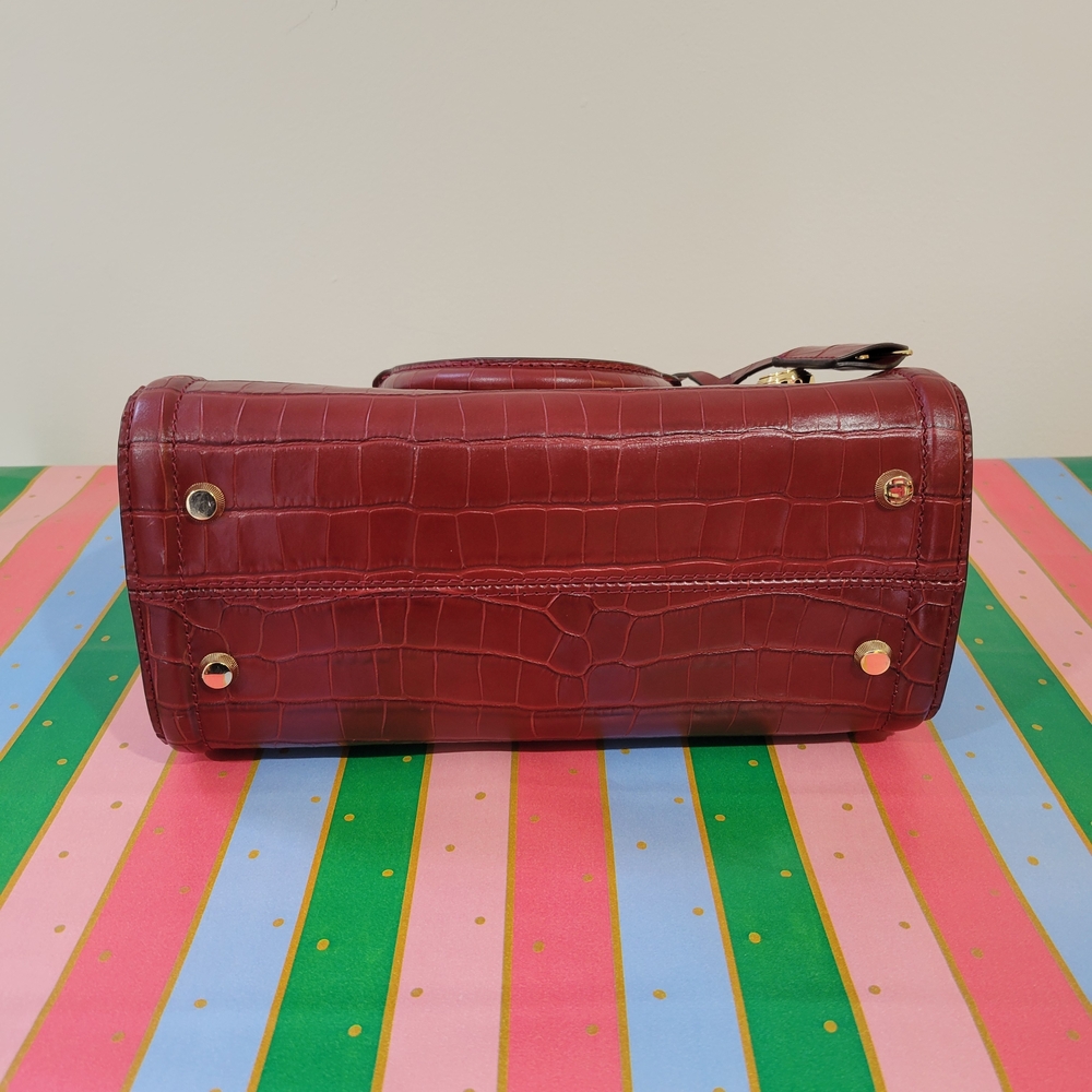 MICHAEL KORS Burgundy Crocodile-Embossed Leather Handbag Gold Hardware NWOT - Picture 11 of 16